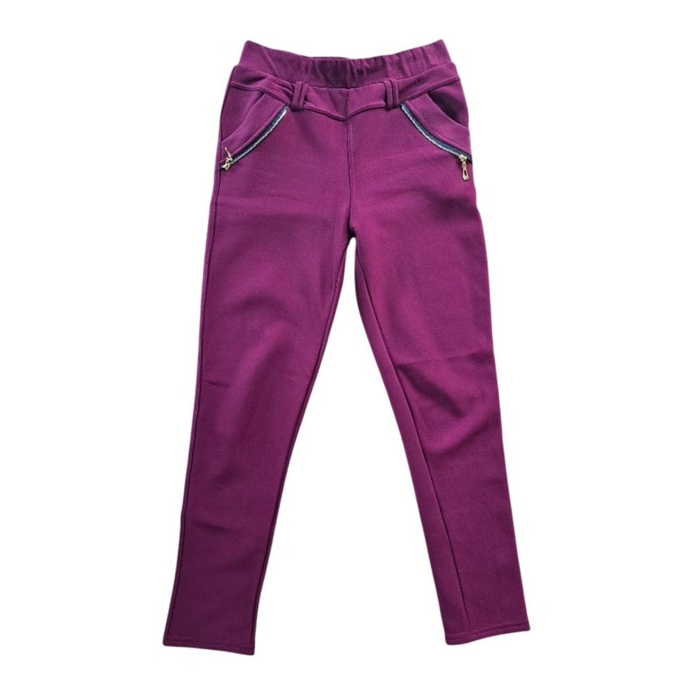 Burgundy Fleece Lined Pull On Pants Leggings Gold Zip Trim Womens‎ S Winter Cozy
